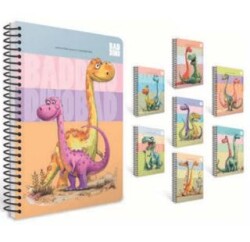 Gıpta 7662 Bad Dino Spiralli Karton Kapak Defter A5 80 Yaprak Kareli - Gıpta