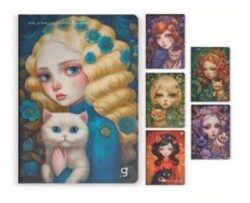 Gıpta 7697 Gırl & The Cat Tel Dikişli Pp Kapak Defter A4 60 Çizgili - Gıpta