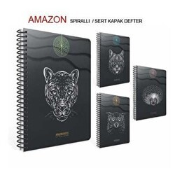 Gıpta Amazon Defter Spiralli Sert Kapak 17x24 Cm 120 Yaprak Kareli - Gıpta