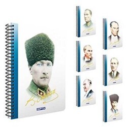 Gıpta Atatürk Defter Kareli Spiralli Sert Kapak 100 Yaprak 17x24 Cm - Gıpta