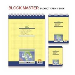 Gıpta Block Master Spiralli Karton Kapak Blok A4 100 Yaprak Kareli - Gıpta