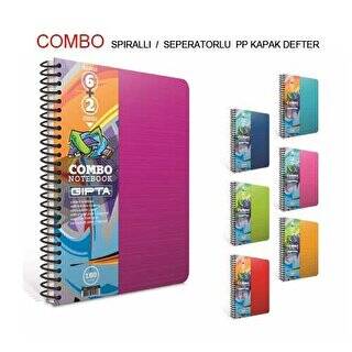 Gıpta Combo Spiralli Seperatorlu Plastik Kapak A4 150 Yaprak 4+2 Defter - 1