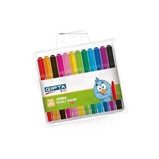 Gıpta Fırça Uçlu Keçeli Boya Kalemi 12 Renk - 1