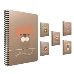 Gıpta Jungle Out Kareli Çizgili Spiralli Sert Kapak 100 Yaprak 17x24 Cm - Gıpta