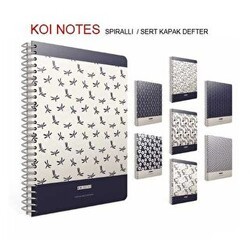 Gıpta Koi Notes Defter Kareli Spiralli Sert Kapak 120 Yaprak 19x26 Cm - Gıpta