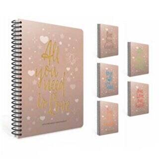 Gıpta Love Book Defter Kareli Spiralli Sert Kapak 120 Yaprak 17x24 Cm - 1