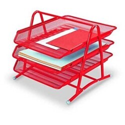 Gıpta Metal Masa Seti 3 Kat Hareketli Evrak Rafı Kırmızı - Gıpta