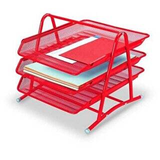 Gıpta Metal Masa Seti 3 Kat Hareketli Evrak Rafı Kırmızı - 1
