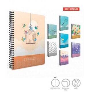 Gıpta Terrace Spiralli Karton Kapak Defteri A4 80 Yaprak Kareli - 1