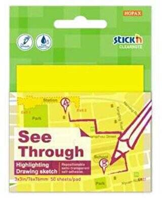 Gıpta Yapışkanlı Not Kağıdı 76X76 Yarı Saydam Neon Sarı 50 Yaprak - 1