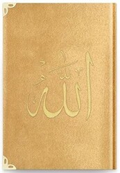 Hafız Boy Kadife Kur`an-ı Kerim Altın, Nakışlı, Yaldızlı - 1036 Gold - Hayrat Neşriyat