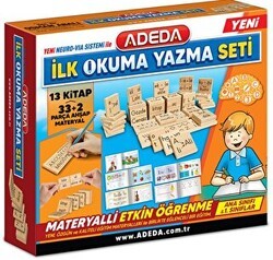 İlk Okuma Yazma Seti 13 Kitap - 33+2 Parça Ahşap Materyal - Adeda Yayınları