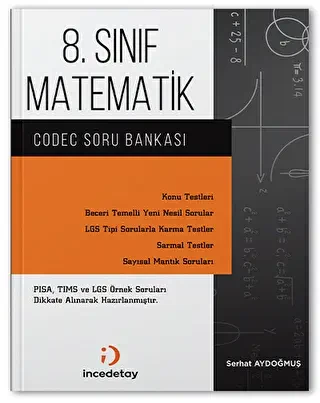 İncedetay Yayıncılık 8. Sınıf LGS Matematik Codec Soru Bankası - İncedetay Yayıncılık