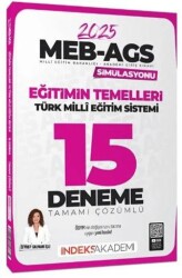 İndeks Akademi Yayıncılık 2025 MEB-AGS Simülasyonu Eğitimin Temelleri ve Türk Milli Eğitim Sistemi 15 Deneme Çözümlü - 1
