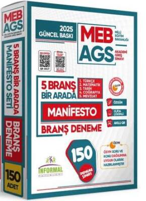 2025 MEB AGS Türkçe-Matematik-Tarih-Coğrafya-Mevzuat Manifesto Branş Denemesi 150 Adet Fasikül Seti - 1