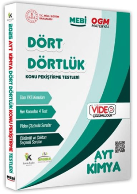 İnformal Yayınları 2025 YKS-AYT MEBİ-OGM Dört Dörtlük Kimya Pekiştirme Testi Soru Bankası Video Çözümlü - 1