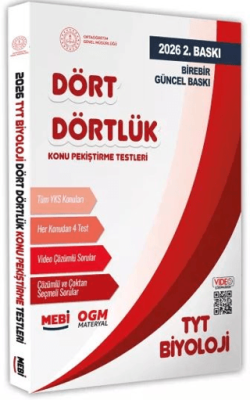 Karakutu Yayın 2026 YKS-TYT MEBİ-OGM Dört Dörtlük Biyoloji Pekiştirme Testleri Soru Bankası Video Çözümlü - 1