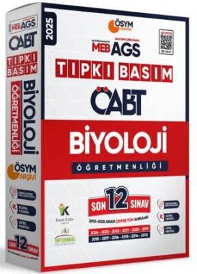 2025 MEB-AGS ÖABT Biyoloji Öğretmenliği ÖSYM Tıpkı Basım 12lİ Deneme Paketi Dijital Çözümlü - 1