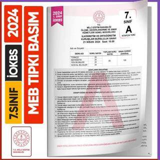 Karakutu Yayın 7. Sınıf İOKBS BURSLULUK MEB Tıpkı Basım Çıkmış Soru Kitapçığı Video-PDF Çözümlü Türkiye Geneli - 1