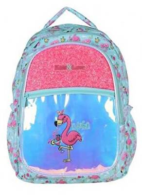 Kaukko Kids and Love Flamingo Sırt Çantası Aynalı Taşlı - 1