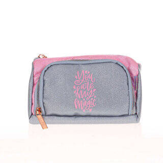 Kaukko Sparkle Plump Duble Gri Kalem Çantası K2530 - 1