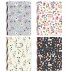 Keskin 16,5x22,5 80 Yaprak Çizgili Karton Kapak Spiralli Çiçek Defter - Keskin Color