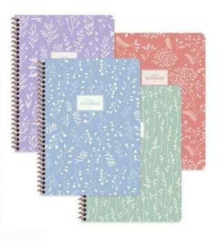 Keskin 16.5x22.5 80 Yaprak Düz Karton Kapak Spiralli Pastel Flora Defter - 1