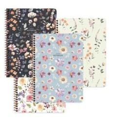 Keskin 16,5x22,5 80 Yaprak Kareli Karton Kapak Spiralli Çiçek Defter - Keskin Color