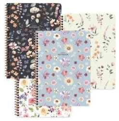 Keskin A4 80 Yaprak Kareli Karton Kapak Spiralli Çiçek Defter - Keskin Color