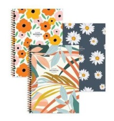 Keskin A4 80 Yaprak Kareli PP Kapak Spiralli La Plume Flowers Defter - Keskin Color