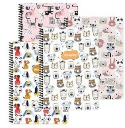 Keskin A4 80 Yp. Kareli Karton Kapak Spiralli Animal Friends Defter - Keskin Color