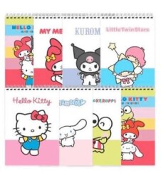 Keskin Color 140100-13 Hello Kitty and Friends A7 42 Yaprak Çizgili Spiralli 1 Bloknot - Keskin Color