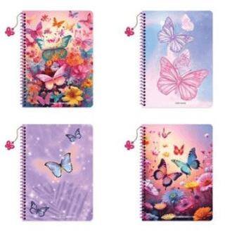 Keskin Color 16,5x22,5 80 Yaprak Çizgili Karton Kapak Spiralli Defter Charmlı Kelebek - 1