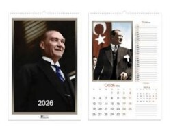 Keskin Color 2026 - 31x43 12 Yaprak Spiralli Duvar Takvimi - Atatürk - Keskin Color