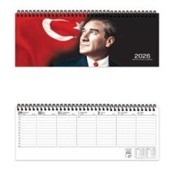 Keskin Color 2026 - AJ - 65 12x33,5 Spiralli Haftalık Masa Ajandası - Atatürk - Keskin Color