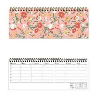 Keskin Color 2026 - AJ - 65 12x33,5 Spiralli Haftalık Masa Ajandası - Çiçek - 1
