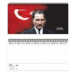 Keskin Color 2026 - AJ - 66 16x33,5 Spiralli Haftalık Masa Ajandası - Atatürk - Keskin Color