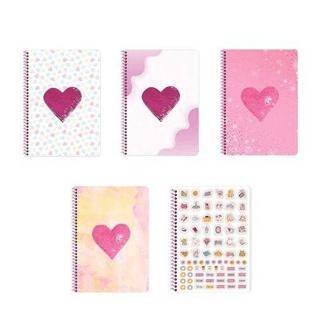 Keskin Color 323342 16,5x22,5 80 Yaprak Kareli Pp Kapak Spiralli Defter Pullu Kalpli - 1