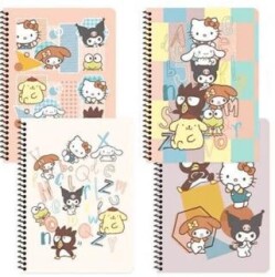 Keskin Color 380631-13 Hello Kitty and Friends 16,5x22,5 80 Yaprak Çizgili Spiralli Karton Kapak Def - Keskin Color