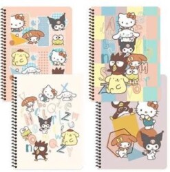 Keskin Color 380632-13 Hello Kitty and Friends 16,5x22,5 80 Yp Kareli Spiralli Karton Kapak Defter - Keskin Color