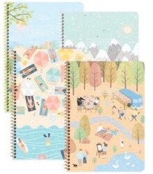 Keskin Color 387211-99 A4 80 Yaprak Çizgili Karton Kapak Spiralli Mevsimler Defter - Keskin Color