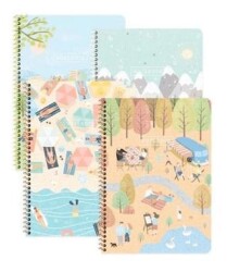 Keskin Color 387212-99 A4 80 Yaprak Kareli Karton Kapak Spiralli Mevsimler Defter - Keskin Color