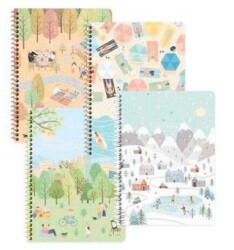 Keskin Color 387241-99 16,5x22,5 80 Yaprak Çizgili Karton Kapak Spiralli Mevsimler Defter - Keskin Color