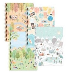 Keskin Color 387242-99 16,5x22,5 80 Yaprak Kareli Karton Kapak Spiralli Mevsimler Defter - Keskin Color