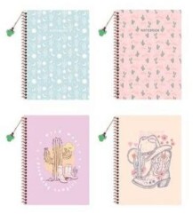 Keskin Color 410851 16,5x22,5 100 Yaprak Çizgili Spiralli Sert Kapak Defter Charmlı Kaktüs - Keskin Color