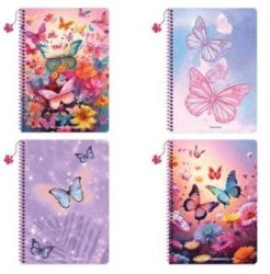 Keskin Color A4 80 Yaprak Kareli Karton Kapak Spiralli Defter Charmlı Kelebek - Keskin Color