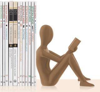 Kitap Tutucu Dekoratif Kitap Desteği Kitap Okuyan İnsan Figürü Biblo-GOLD - 1