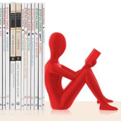 Kitap Tutucu Dekoratif Kitap Desteği Kitap Okuyan İnsan Figürü Biblo - KIRMIZI - Bcoverart