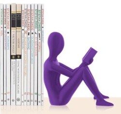 Kitap Tutucu Dekoratif Kitap Desteği Kitap Okuyan İnsan Figürü Biblo - MOR - Bcoverart