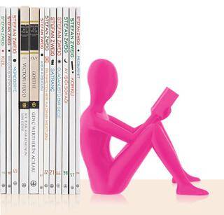 Kitap Tutucu Dekoratif Kitap Desteği Kitap Okuyan İnsan Figürü Biblo - PEMBE - 1